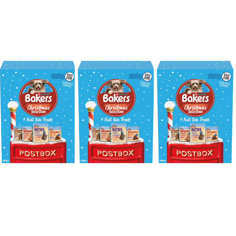 Bakers Christmas Dog Treats Selection Box 4 Full Size Treats x 3 Boxes 458g